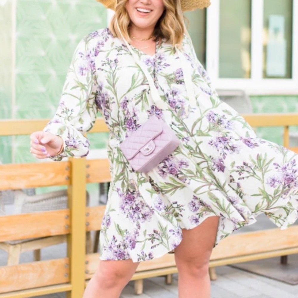 Floral long sleeve mini dress